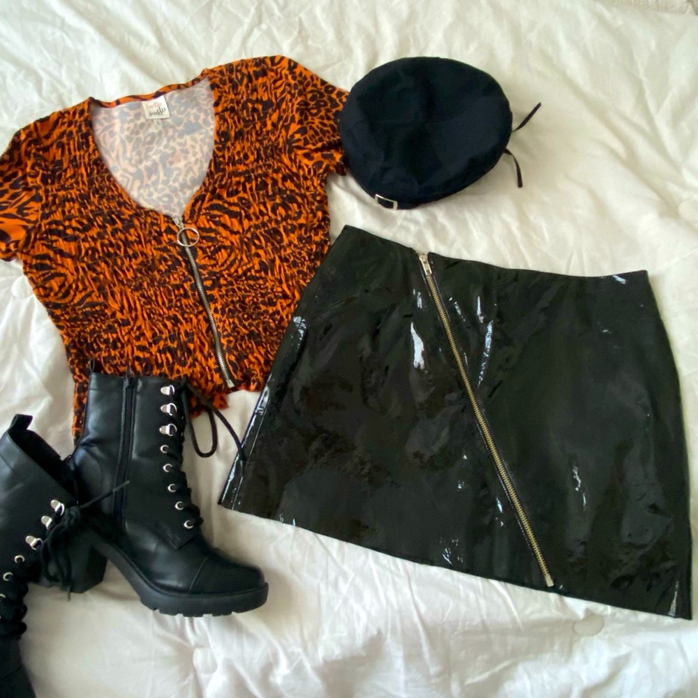 Reformation Patent Faux Leather Skirt
